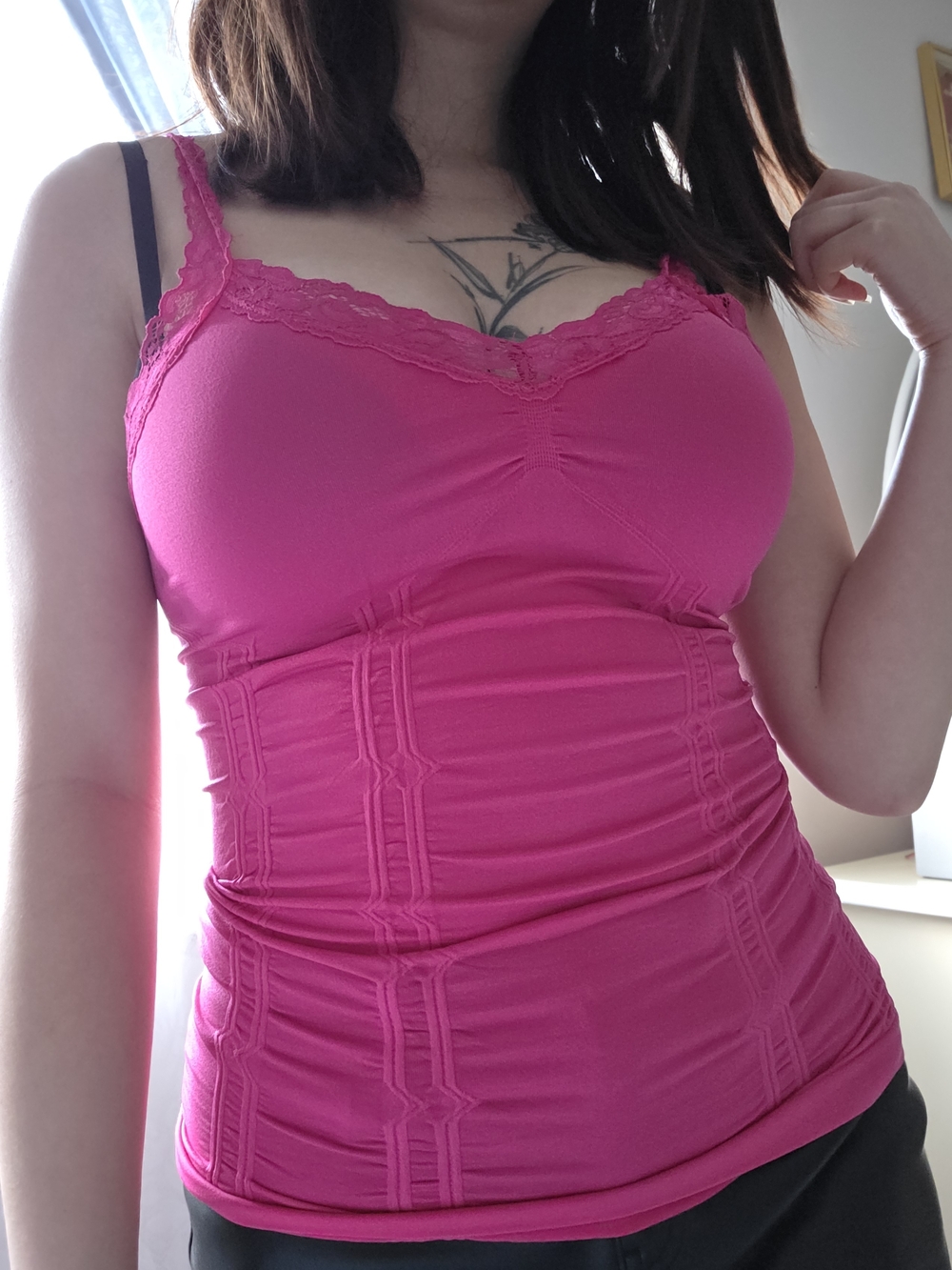 Y2K Hot Pink Lace Trim Tank Top